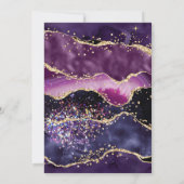 Invitation Mariage Marbre Agate Paillettes Violet & Or (Dos)