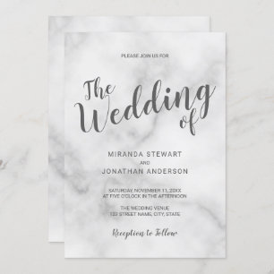 Invitation Mariage Marbre blanc élégant