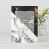 Invitation Mariage Marbre Noir et Or (Debout devant)