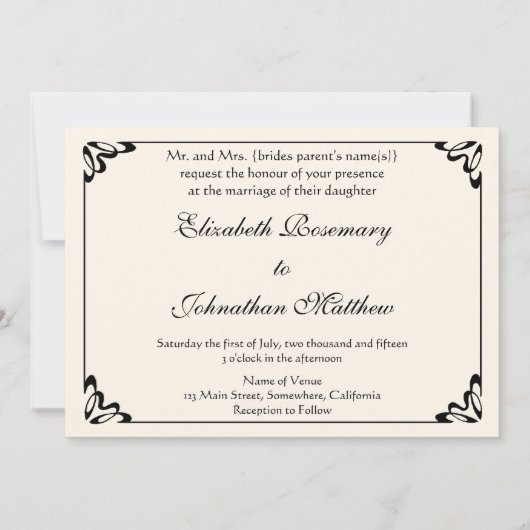 Invitation Mariage March by Robinson, Mariage de l'impression (Dos)