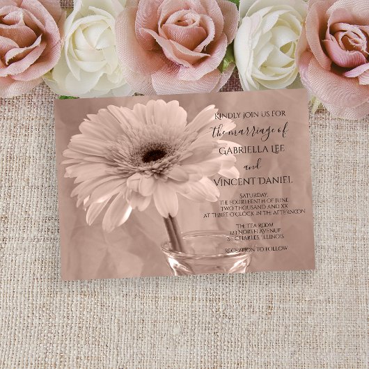 Invitation Mariage marguerite rose pâle