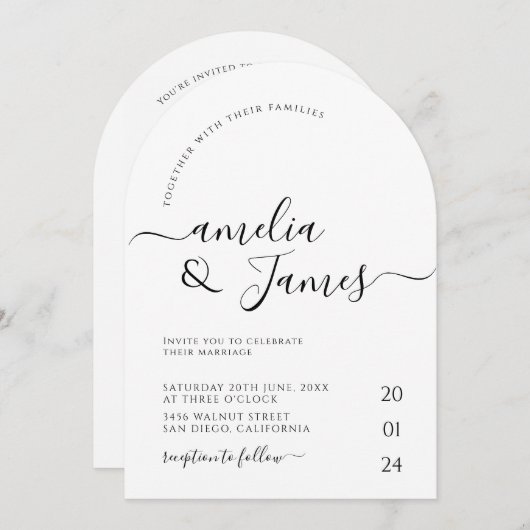 Invitation Mariage Mariage photo minimaliste Arch (Devant / Derrière)