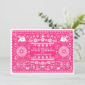Invitation Mariage Mariage rose-chaud Picado mexicain (Debout devant)