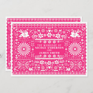 Invitation Mariage Mariage rose-chaud Picado mexicain