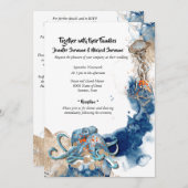 Invitation mariage marin de la mer d'oranger de mer de la mar (Devant / Derrière)