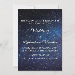 Invitation Mariage Marine Blue Starry Night Sky Milkyway