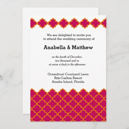 Invitation Mariage marocain (Devant / Derrière)