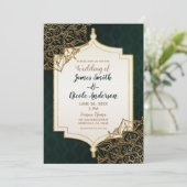 Invitation Mariage marocain arabe des Mille et Une Nuits Vert (Debout devant)