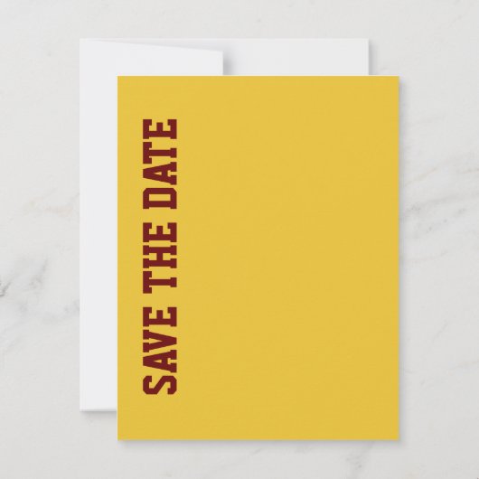 Invitation Mariage Maroon & Football Jaune Enregistrer La Dat (Dos)