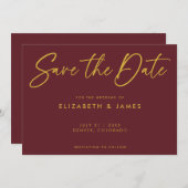Invitation Mariage Maroon Moderne Enregistrer La Date Invitat (Devant / Derrière)