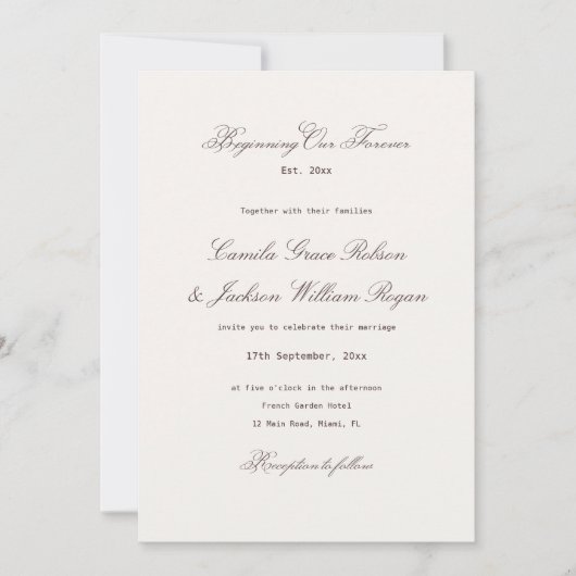 Invitation Mariage marron (Devant)
