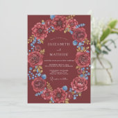 Invitation Mariage Marron Azur Dahlia (Debout devant)