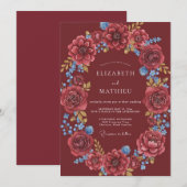 Invitation Mariage Marron Azur Dahlia (Devant / Derrière)