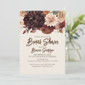 Invitation Mariage Marron Beige Fleurs Ivory (Debout devant)