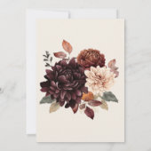 Invitation Mariage Marron Beige Fleurs Ivory (Dos)