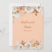 Invitation Mariage Marron Blanc Fleurs Bohème Orange Rustique (Dos)