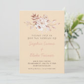 Invitation Mariage Marron Clair Floral Doux Rustique Moderne (Debout devant)