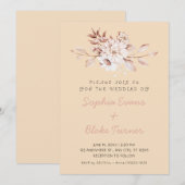 Invitation Mariage Marron Clair Floral Doux Rustique Moderne (Devant / Derrière)
