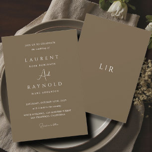 Invitation Mariage Marron Élégant Minimaliste Moderne