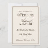 Invitation Mariage Marron et Ivoire Monogramme Classique Old (Dos)