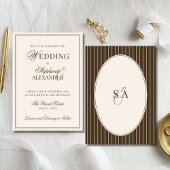 Invitation Mariage Marron et Ivoire Monogramme Classique Old 