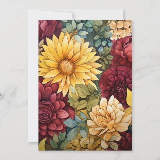 Invitation Mariage marron, jaune moutarde et vert olive (Dos)