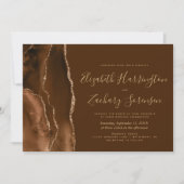 Invitation Mariage Marron Moka Agate Or (Devant)