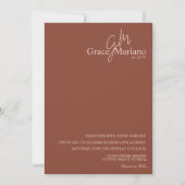 Invitation Mariage Marron Rose Monogramme Logo Script  (Devant)