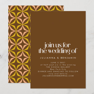 Invitation Mariage Marron Tendance Rétro Esthétique Amusant M