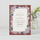 Invitation Mariage Marron Violet Wisteria (Debout devant)