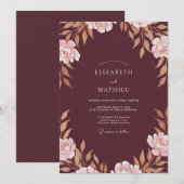 Invitation Mariage Marsala Copper Petal (Devant / Derrière)