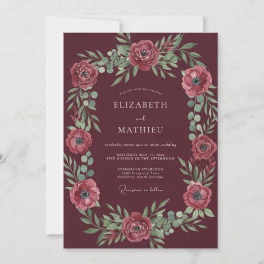 Invitation Mariage Marsala Rose Pâle (Devant)