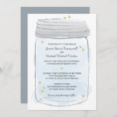 Invitation Mariage Mason bleu Jar & Fireflies (Devant / Derrière)