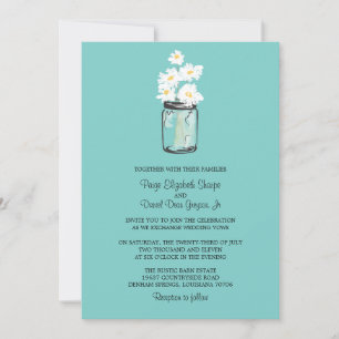 Invitation Mariage Mason Jar et White Daisies