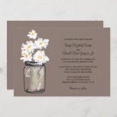 Invitation Mariage Mason Jar et White Daisy (Devant / Derrière)