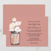 Invitation Mariage Mason Jar et White Daisy (Devant / Derrière)