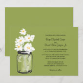 Invitation Mariage Mason Jar et White Daisy (Devant / Derrière)