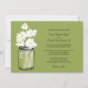 Invitation Mariage Mason Jar et White Daisy