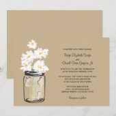 Invitation Mariage Mason Jar et White Daisy (Devant / Derrière)