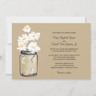 Invitation Mariage Mason Jar et White Daisy