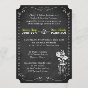 Invitation Mariage  Mason Jar, Fleurs, Chalkboard 3