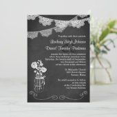 Invitation Mariage | Mason Jar, Lace Bunting | Tableau de bor (Debout devant)