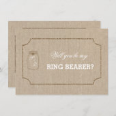 Invitation Mariage Mason Jar Linen Canvas RING PORTEUR Invita (Devant / Derrière)