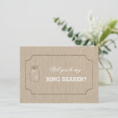 Invitation Mariage Mason Jar Linen Canvas RING PORTEUR Invita (Debout devant)