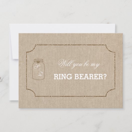 Invitation Mariage Mason Jar Linen Canvas RING PORTEUR Invita (Devant)