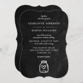 Invitation Mariage Mason Jar noir (Devant / Derrière)