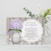 Invitation Mariage Mason Jar Purple Hydrangea (Debout devant)