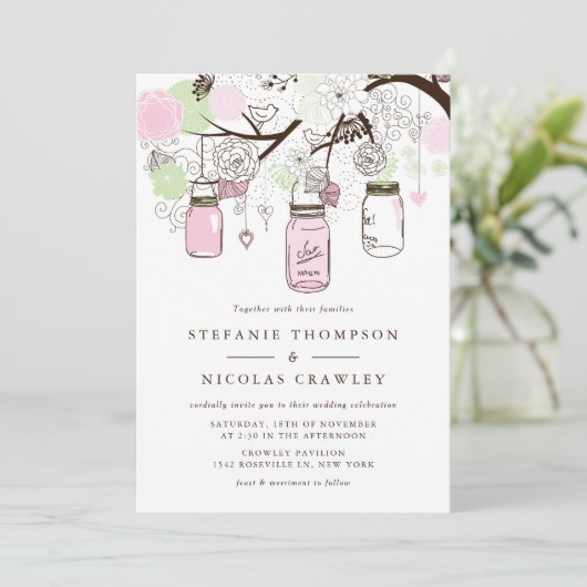 Invitation Mariage Mason Jars (Debout devant)