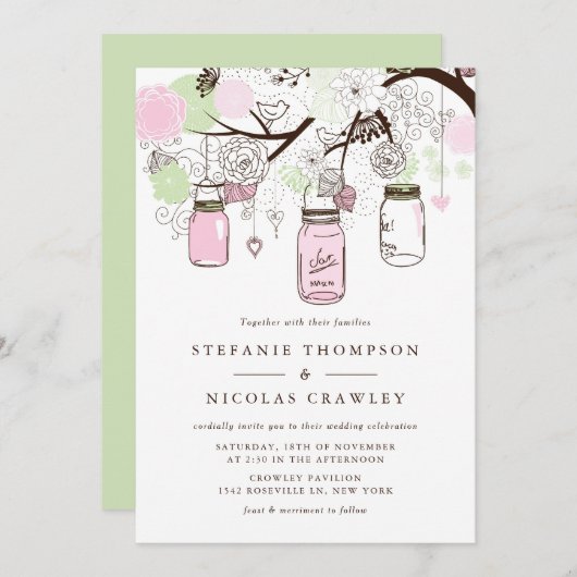 Invitation Mariage Mason Jars (Devant / Derrière)