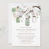 Invitation Mariage Mason Jars à pendaison verte (Devant)